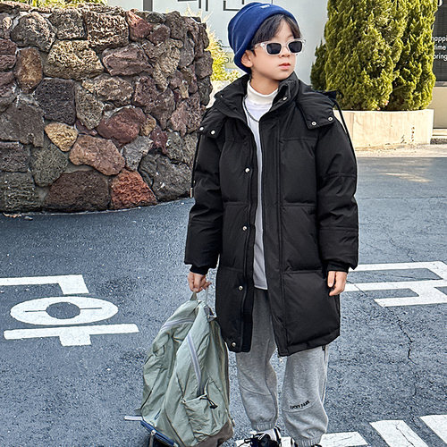 儿童羽绒服男童2025新款中长款男孩冬季童装韩版洋气中大童加厚潮
