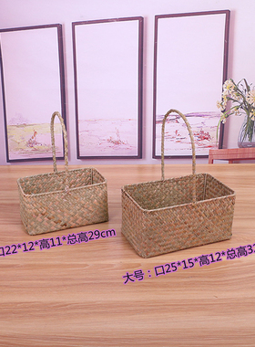 工艺田园海草编织包邮插花篮
