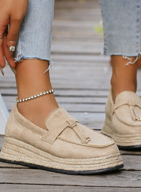 Espadrilles麻绳底坡跟渔夫鞋女