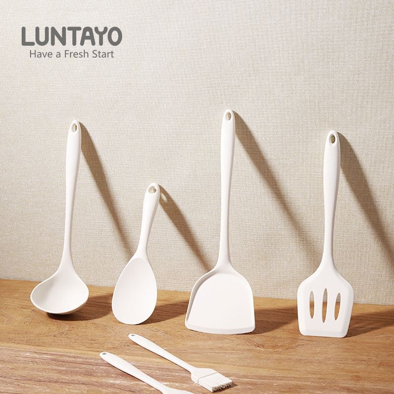 LUNTAYO 硅胶炒菜铲、煎铲、汤勺、饭勺、油刷+刮刀