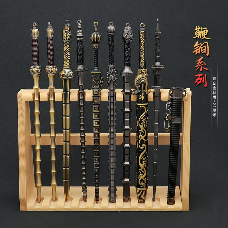 冷兵器武器模型秦琼秦叔宝囚龙棒门神尉迟恭竹节鞭武器模型摆件