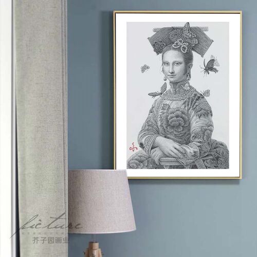 日式风蒙娜丽莎有框装饰画