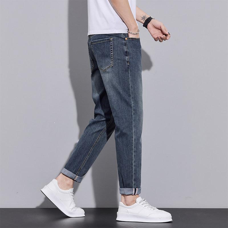 天丝九分牛仔裤男春夏四季款修身小脚小个子男裤2025新款男士裤子