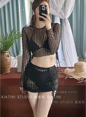 韩国ins风性感2024新款四件套比基尼高级感沙滩度假泡温泉泳衣女