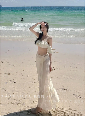 2025新款高级感比基尼泳衣女三件套性感仙女范长裙时尚分体度假风