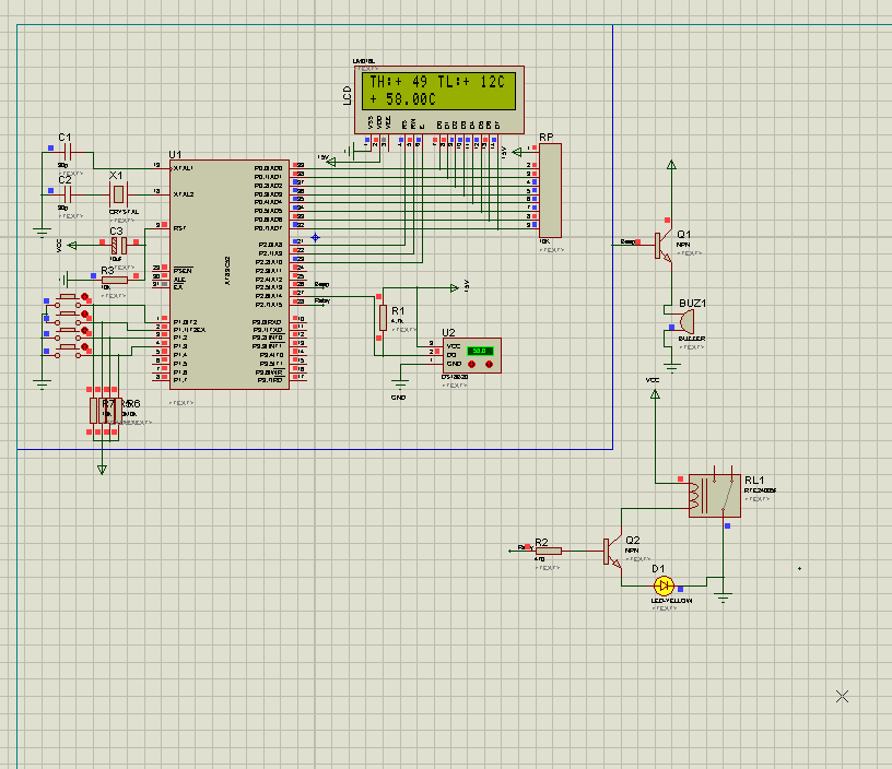 51单片机温度控制设计proteus仿真可以设置温度上下限制程序