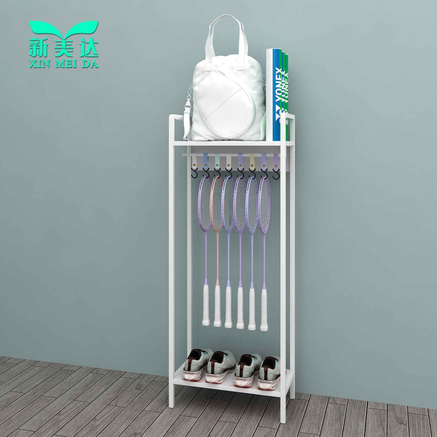 羽毛球爱好者装备放置架家用收纳架羽毛球拍球桶球鞋包包展示架,商业/办公家具,置物架/陈列架/储物架/展示架,淘宝优惠券,粉丝福利购,淘宝优惠卷