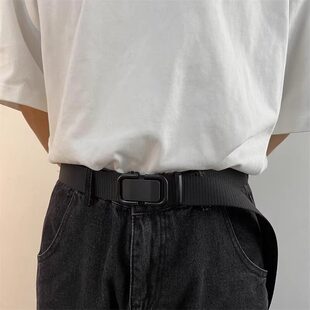 潮配饰学生自动松紧扣尼龙军训户外 带牛仔裤 腰带帆布皮带男女款 裤