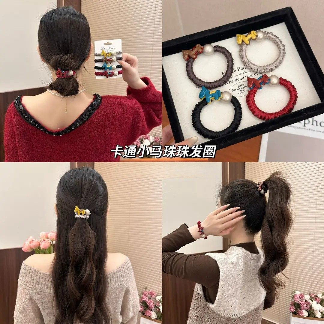 卡通小马珠子无痕牛奶丝小肠发圈高级褶皱扎发橡皮筋高弹力发绳女,家庭/个人清洁工具,发圈/发网,淘宝优惠券,粉丝福利购,淘宝优惠卷