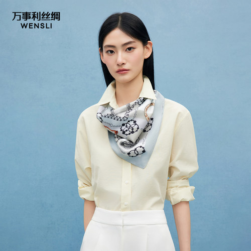 万事利26新品真丝丝巾100%桑蚕丝女时尚百搭送礼母亲礼物-布拉格