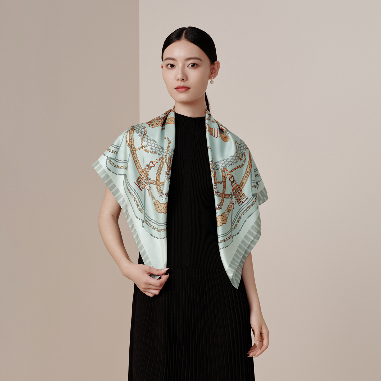 万事利2025新款100%桑蚕丝真丝丝巾女披肩大方巾送长辈 时空意境