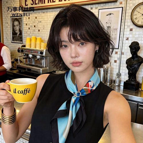 万事利26双面印花100%桑蚕丝真丝丝巾小方巾女SHINE系列-悦动派