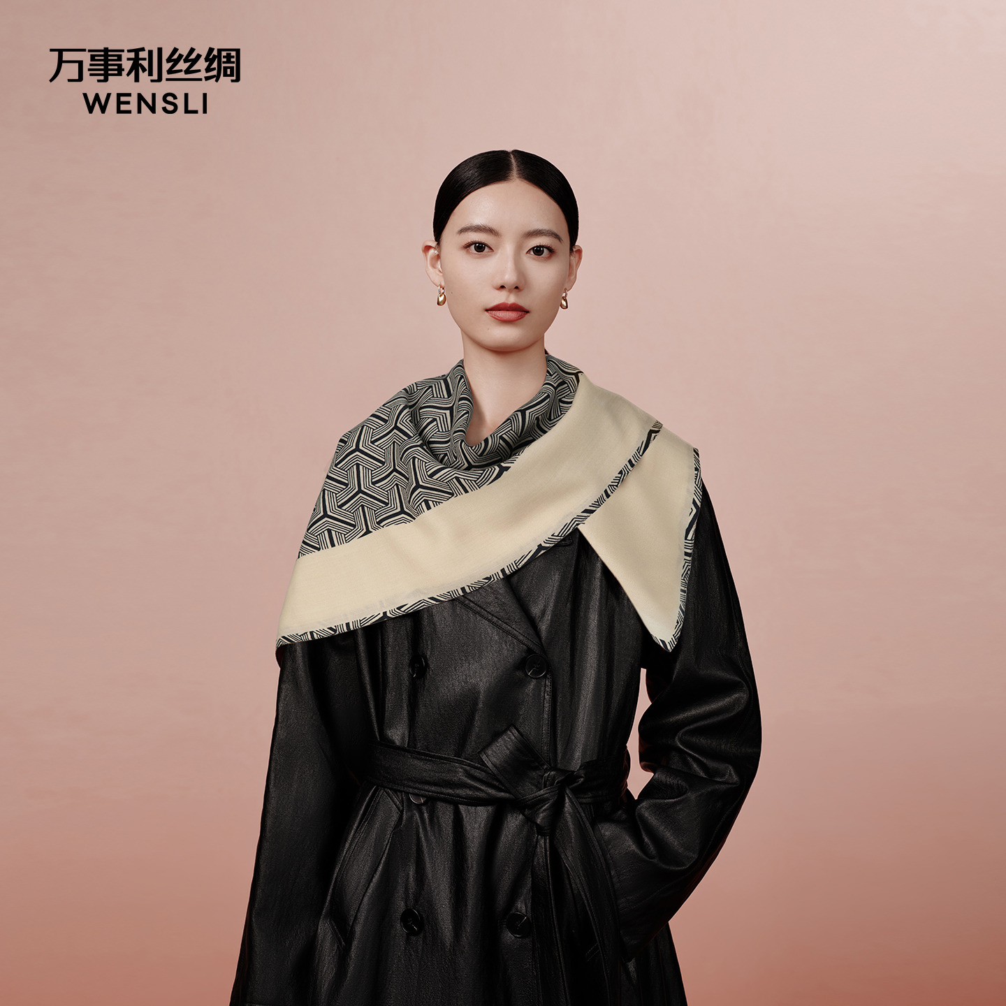 万事利秋冬24姆米真丝丝羊毛围巾