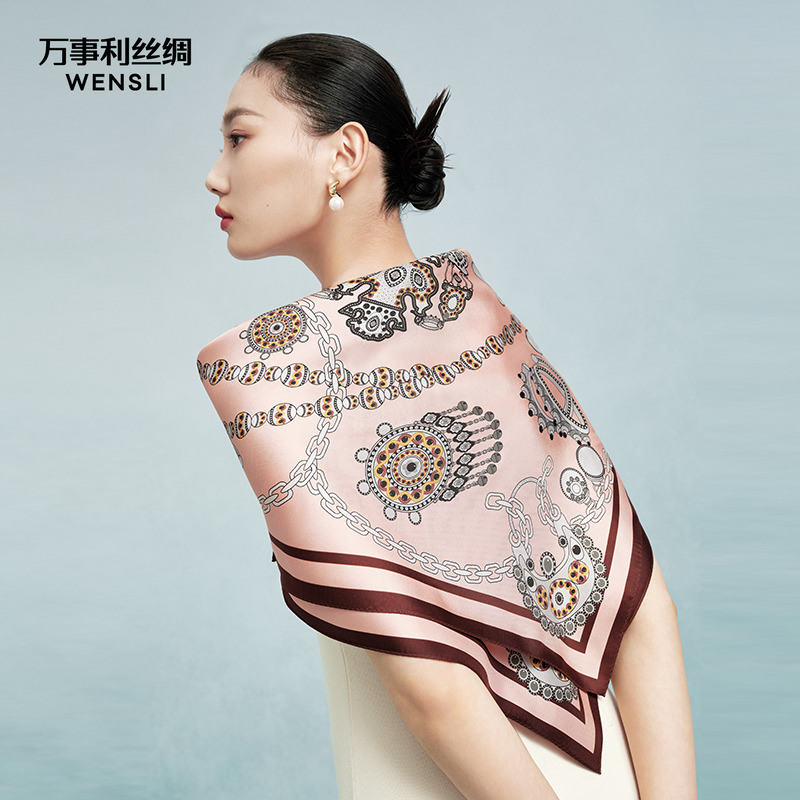 万事利春夏100%桑蚕丝真丝丝巾