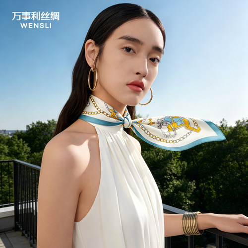 万事利桑蚕丝小方巾西域赞马