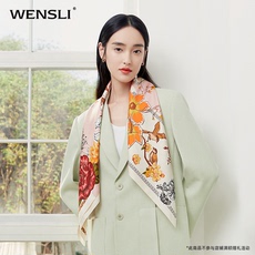 шарф 万事利2022年新款100%桑蚕丝真丝丝巾女双面大方巾中方巾夏季丝巾