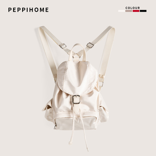 PEPPIHOME 韩系学院风轻便尼龙双肩包休闲减龄百搭翻盖背包大容量