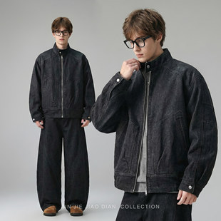 2026早春款得克萨斯州高端潮牌机车立领牛仔外套男士美式工装夹克