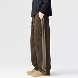 美式重磅运动卫裤男士休闲裤加厚秋冬新款男生裤子直筒宽松阔腿裤