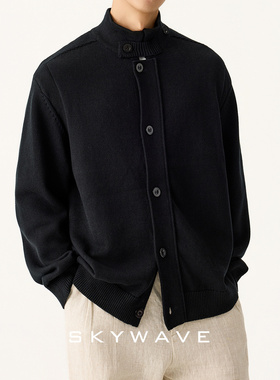 【触感柔软】秋冬新款半高领开衫针织毛衣男士宽松休闲慵懒风外套