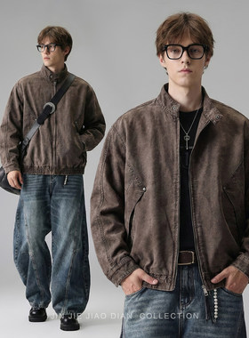 2026早春新款底特律高端复古纯棉水洗工装外套男士美式休闲夹克男