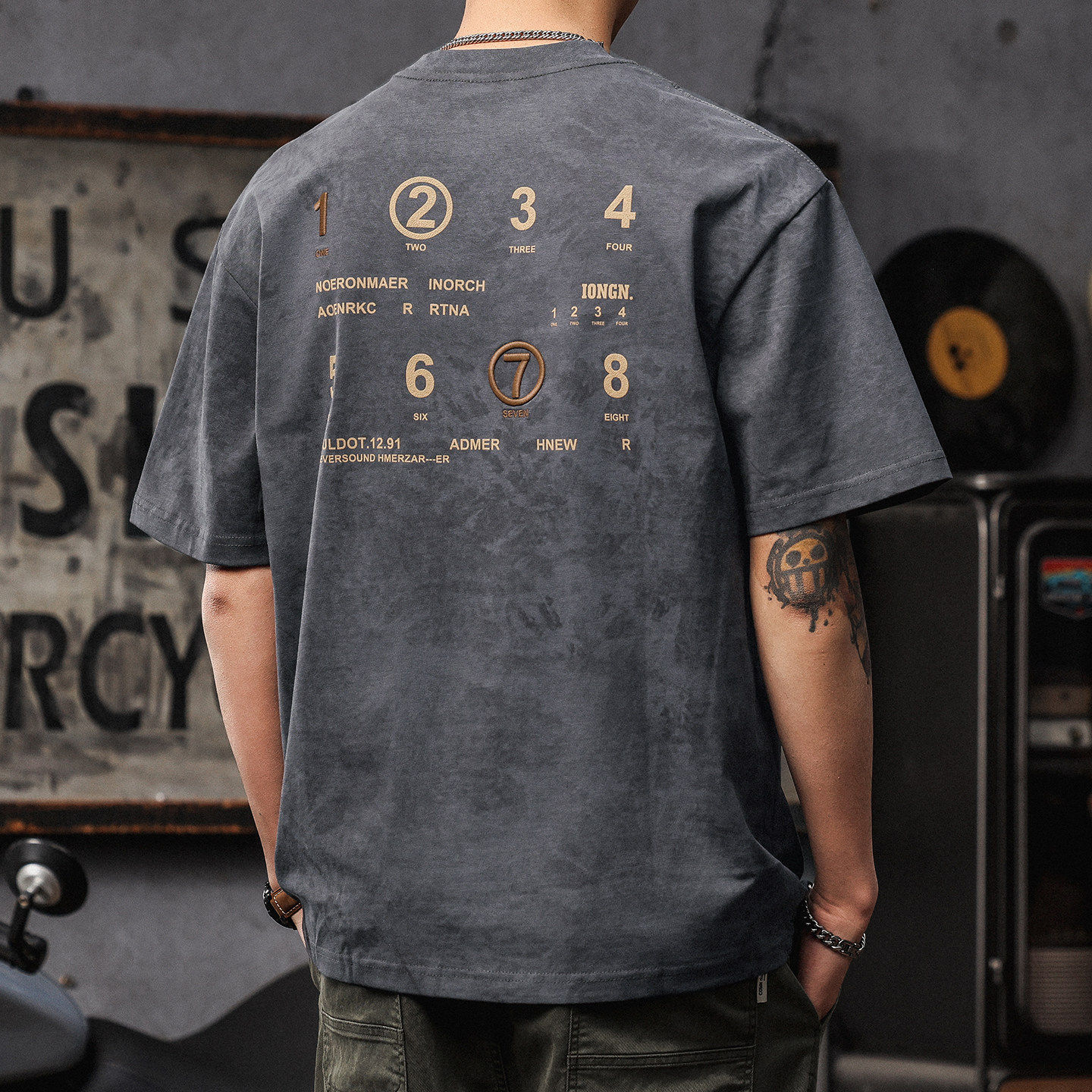 2026新款夏季潮牌重磅印花T恤男士纯棉短袖美式休闲圆领打底衫潮