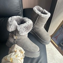 骑士靴皮毛一体厚底雪地靴女2025新款冬加绒短筒靴子两穿保暖棉鞋