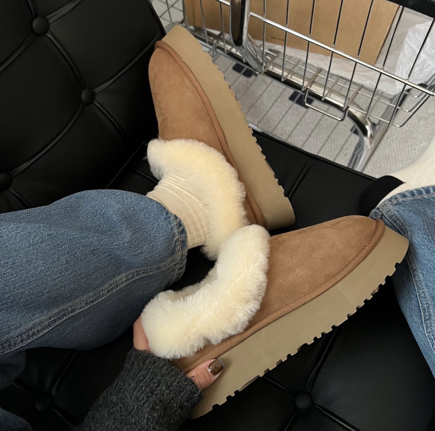 大喜庆厚底雪地靴女皮毛一体2025冬季新款保暖加厚羊毛棉鞋一脚蹬