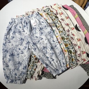 90-130码韩版童装夏款男女童宝宝满印碎花轻薄柔软空调裤子防蚊裤