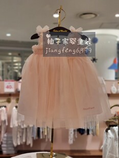 100-150码韩国童装夏女童宝宝亮粉网纱吊带连衣裙气质公主裙套装