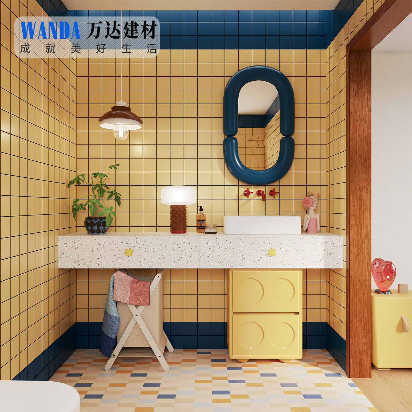 300x300法式中古风包豪斯卫生间瓷砖网红霓虹砖厨房墙砖阳台地砖