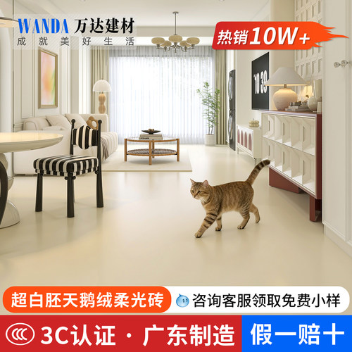 800x800天鹅绒超白胚柔光砖地砖