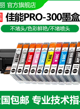 兼容佳能PRO300可填充墨盒A3打印机颜料墨水PFI-300 imagePRO300 A3+幅面喷墨照片墨盒PFI-300黑色彩色墨盒