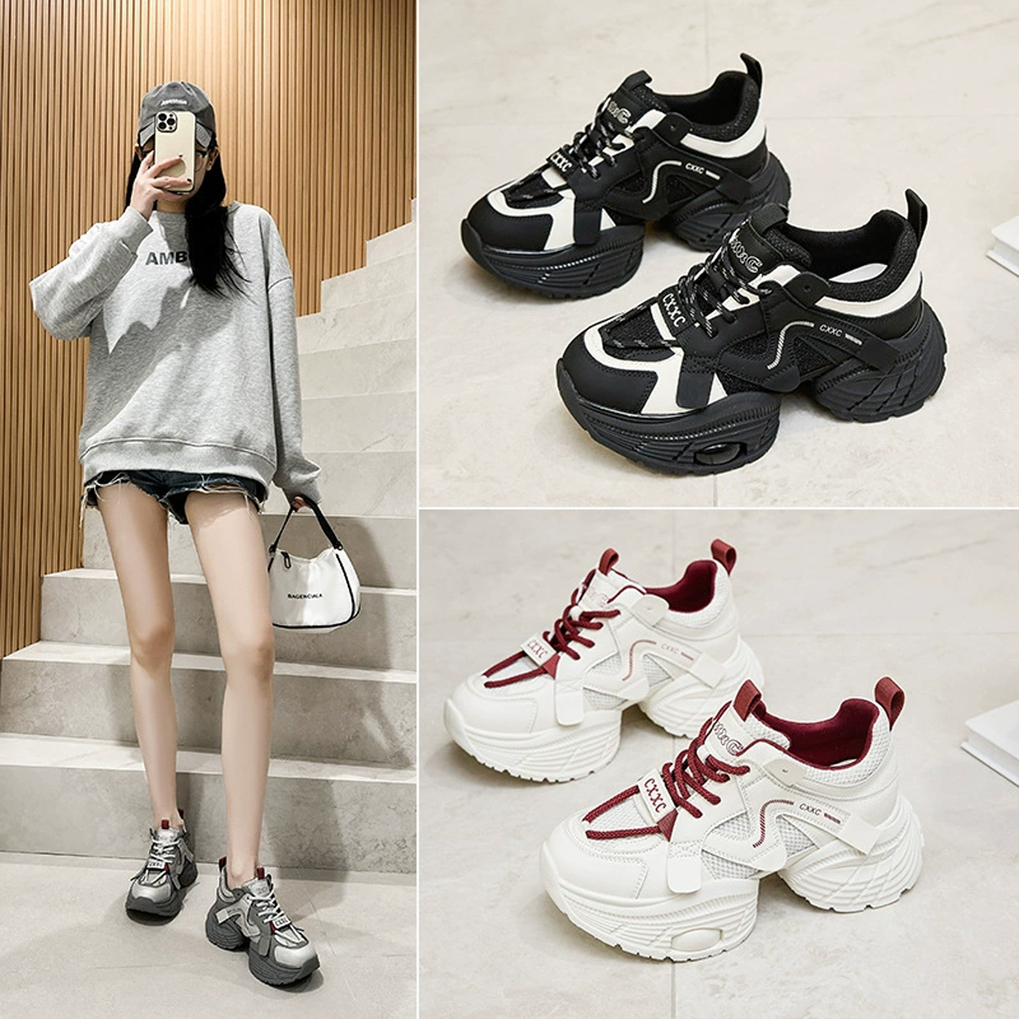 厚底老爹鞋女款轻便软底真皮小白鞋2025春季新款内增高小个子单鞋