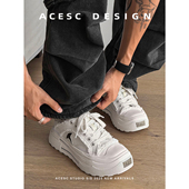 夏季 复古情侣鞋 新款 男女同款 百搭潮鞋 透气休闲厚底帆布鞋 黑色时尚