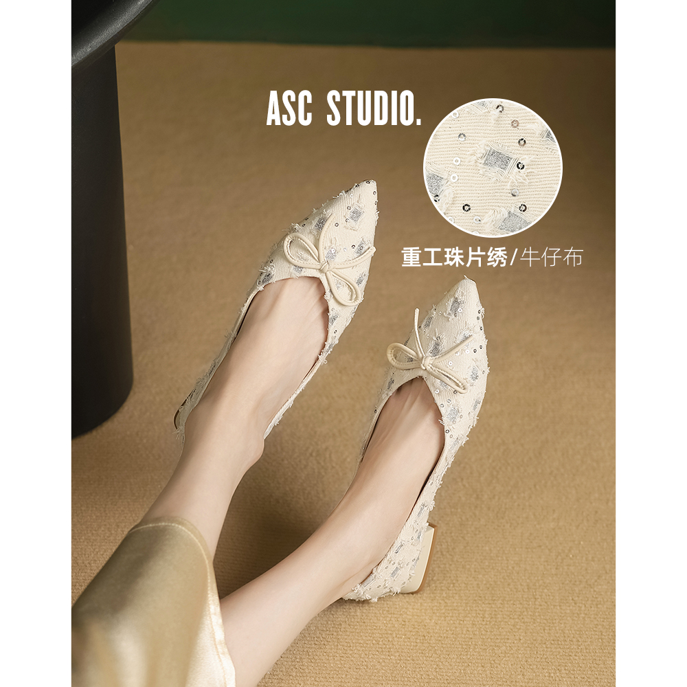 Acesc/艾斯臣单鞋蝴蝶结玛丽珍鞋