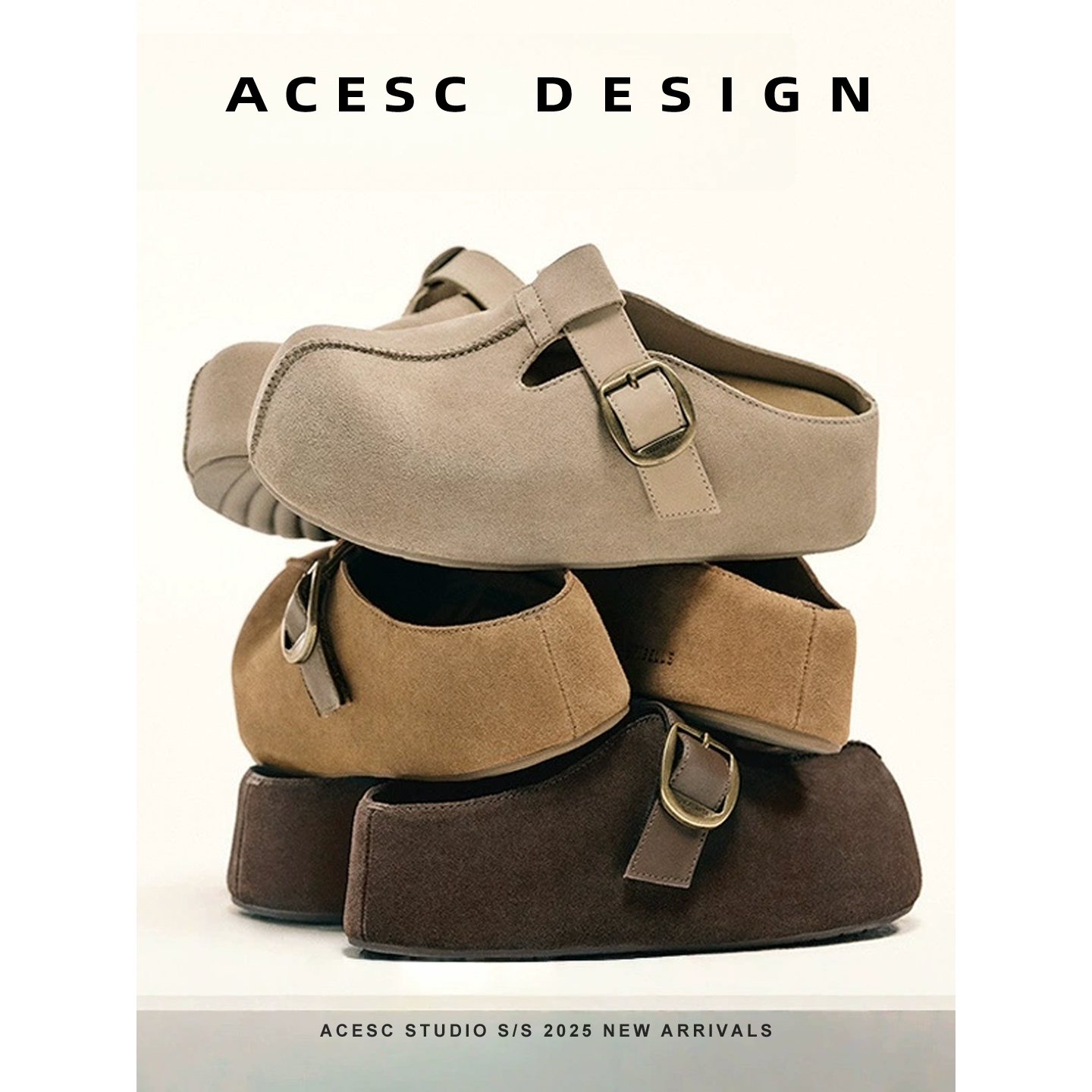 2025秋季新款复古时尚大头鞋勃肯鞋外穿厚底增高拖鞋女士舒适百搭