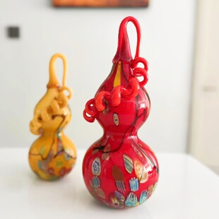 淄博玻璃手工艺品琉璃葫芦摆件文玩创意家居客厅装饰品开业礼品