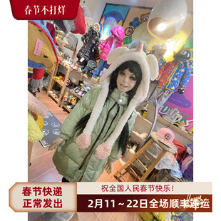 冬季中长款羽绒服男童女童绿色90白鸭绒加厚保暖免洗儿童防风外套