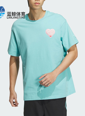 Adidas/阿迪达斯正品三叶草情侣款印花宽松针织短袖T恤JE3471