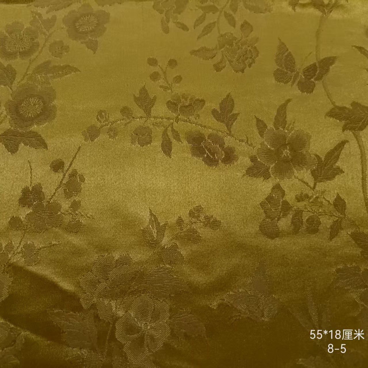 *孤品*香云纱提花缎 黄色小花枝 布料面料 亮面布料尺寸55*18厘米