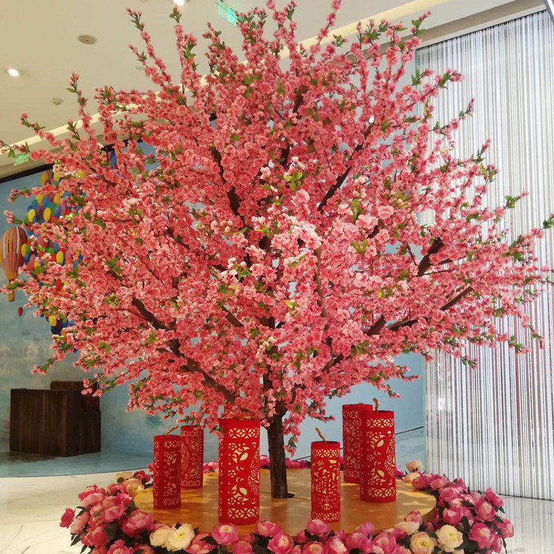 仿真新款福榕园树樱花树大型室内装饰婚庆酒店商场假花草摆件桃树