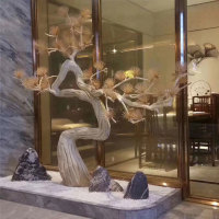 精品假罗汉松迎客松雪松大型橱窗装饰仿真绿植造景树绿松福榕园