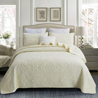 High-end solid-color all-cotton single-piece bed sheets, double-sided embroidered quilted bed covers, three-piece sets, cotton-padded pure cotton air-conditioned quilts for foreign trade thumbnail 4
