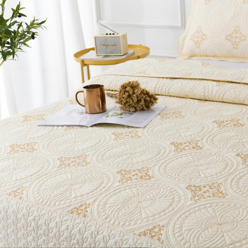 高档出口刺绣床盖绣花绗缝被纯棉空调被防滑单件床单夹棉床罩三件,床上用品,床盖,淘宝优惠券,粉丝福利购,淘宝优惠卷