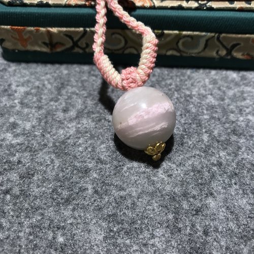 儒新玉道新疆和田玉且末桃花粉粉色星球锁骨珠也可做多宝配珠卡20