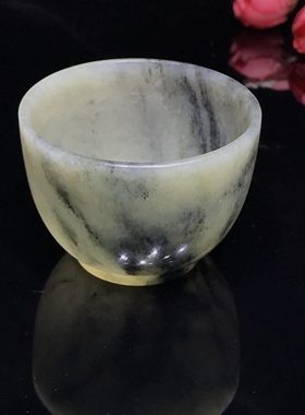 儒贤玉道新疆和田玉青花淡黄色意境茶杯很有腔调