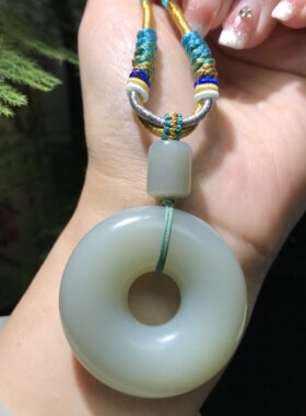 儒贤玉道新疆和田玉且末蓝面包扣寓意圆圆满满平平安安顺遂