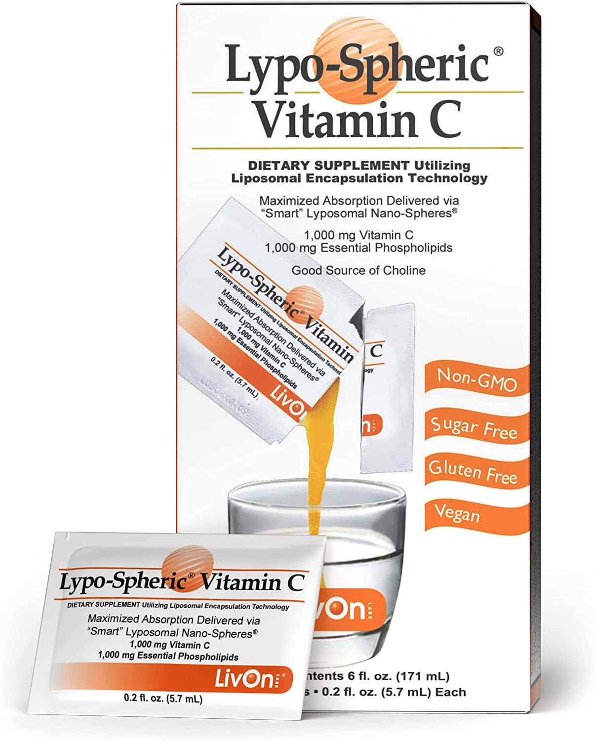 美国代购LivOn Laboratories Lypo–Spheric Vitamin C– 1 Cart