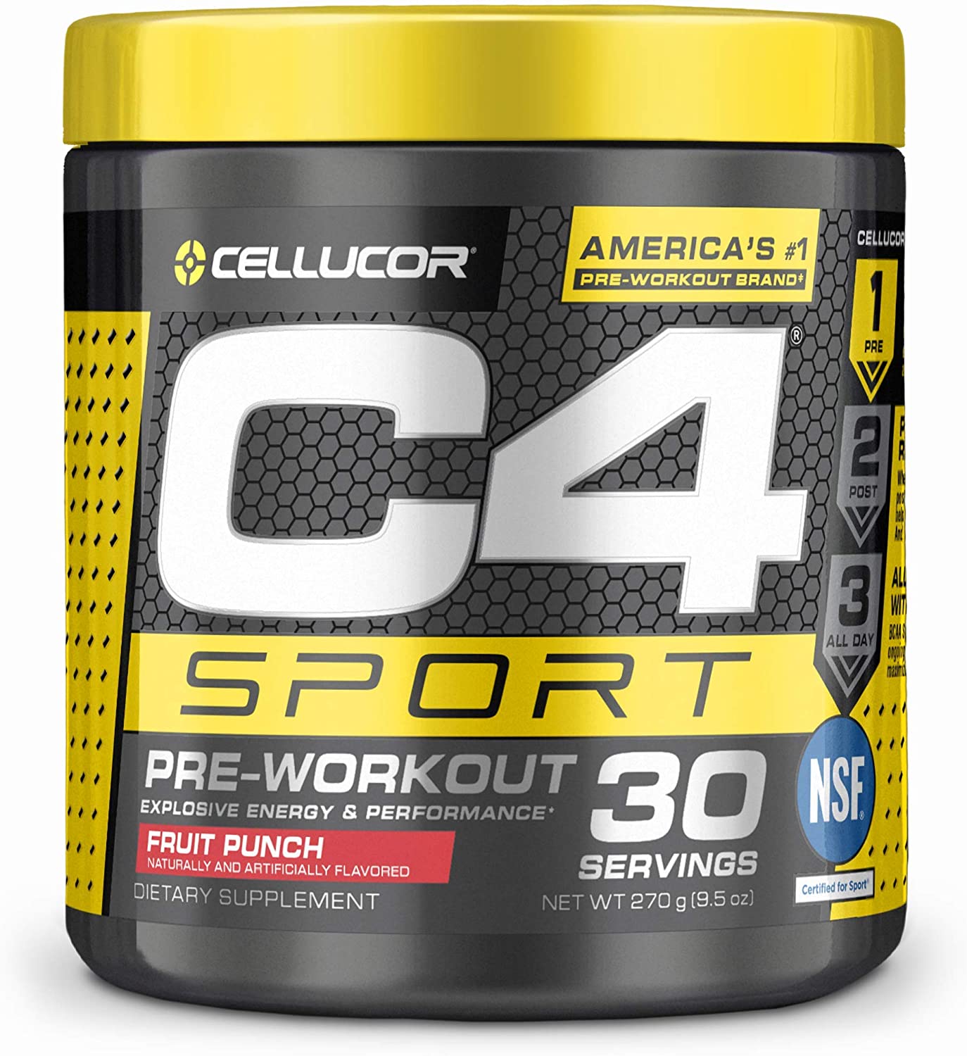 美国代购Cellucor C4 Sport Pre Workout Powder Fruit Punch - N
